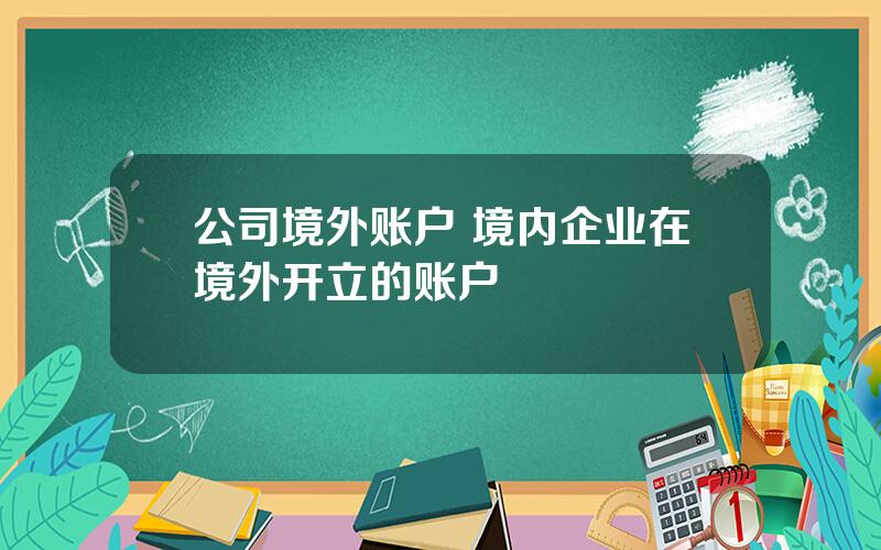 公司境外账户 境内企业在境外开立的账户